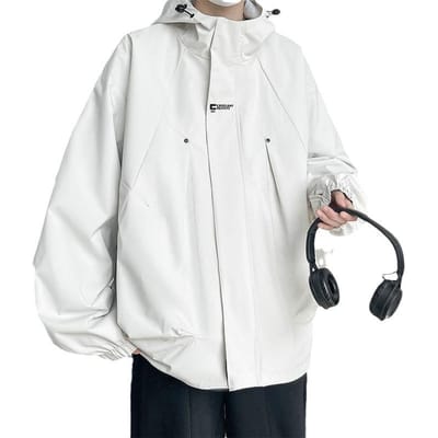 Veste décontractée pour homme, manteau de printemps polyvalent, veste ample à capuche, printemps et automne, nouveau haut pour homme 3XL white