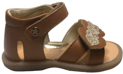 Naturino - Firun - Mt 20 - velcro lederen sandalen - bling bling hartjes - cognac