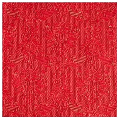 Servetten Luxe - 15x stuks - 40 x 40 cm - rood - barok patroon - 3 laags