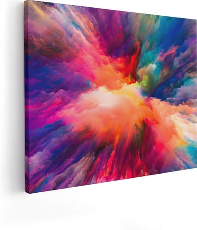 Artaza Canvas Schilderij Abstracte Kunst - 50x40 cm - Wanddecoratie Kleurexplosie - Muurdecoratie Woonkamer - Kamer Accessoires
