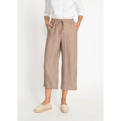 Linnen broek VERA - beige / gemêleerd - Gr. 22 van Goldner Fashion