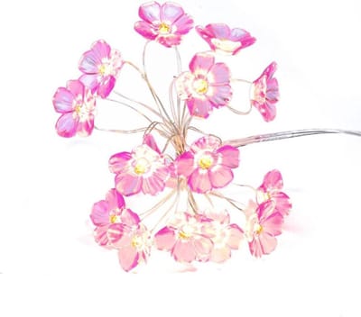 New Age Devi - licht snoer lichtslinger - lampjes - roze bloemen blossom - sfeerverlichting - feestverlichting - Multi colour - 20 led lampjes op battterij - 2 meter
