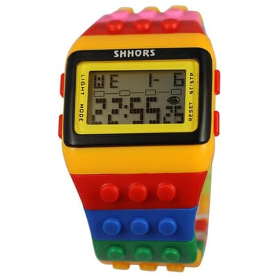 UTHAI CE145 Kleurrijke Bouwstenen DIY Digitaal Elektronisch Studentenhorloge Vrije Tijd Sport Mode Multifunctioneel Kinderhorloge black