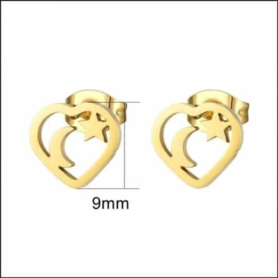 Rvs sieraden - Oorbellen maan en ster -oorbellen dames -goudkleur-9mm
