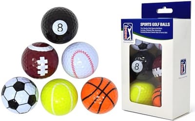 Set van 6 Unieke Fun Sport Golfballen – Meerkleurig, Voor Golf en Meer