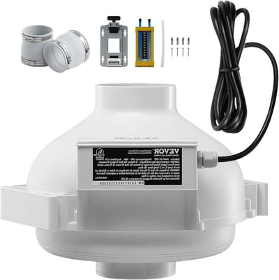 Radon Ventilator Installatiekit - Luchtverfrisser Systeem - Gezonde Lucht Creëren - Stille Werking 47 dB - 260 CFM 4 Inch