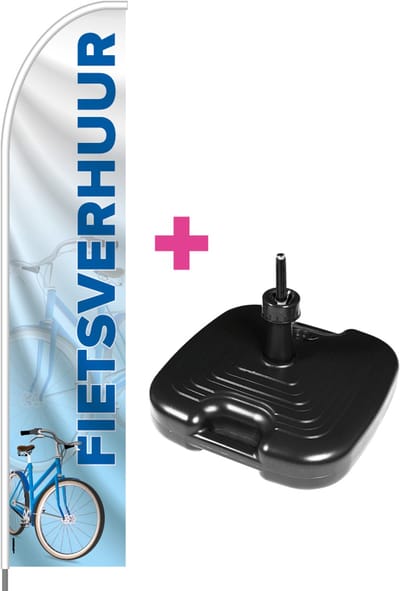 Beachflag - Fietstverhuur - Vlag + Parasolvoet + Rotator + Hengelsysteem + Draagtas - Actievlag.nl