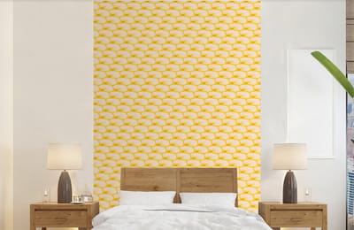 Behang - Fotobehang Art Deco - Design - Schelp - Geel - Breedte 140 cm x hoogte 220 cm