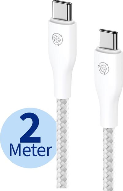 65W USB C Kabel 2 Meter - Geschikt voor Samsung - USB C naar USB C Oplaadkabel - Wit