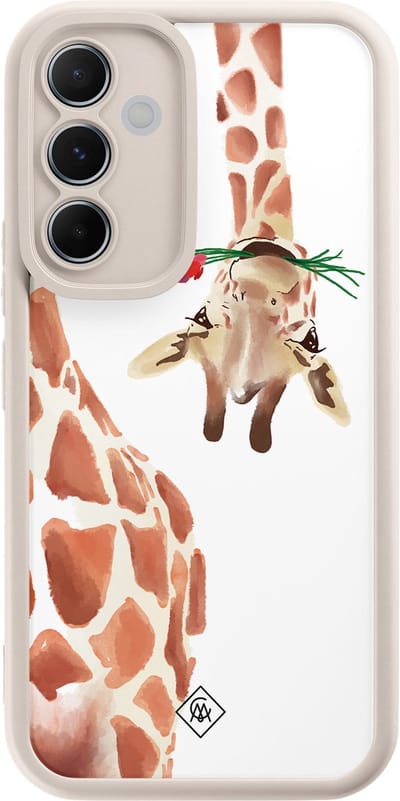 Casimoda® hoesje - Geschikt voor Samsung Galaxy A55 - Giraffe - Zwart TPU Backcover - Giraffe - Bruin/beige
