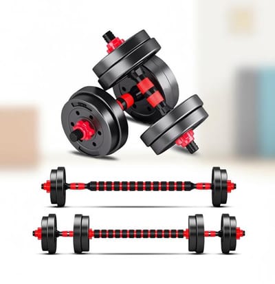 Maison Elara Halterset Gewichten verstelbare dumbbell set halter 10kg (5kg*2) 1 paar 2-in-1 met barbell-connector voor krachttraining