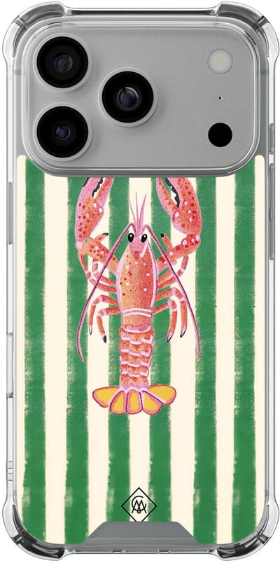 Casimoda® hoesje - Geschikt voor iPhone 17 Pro - Kreeft - Shockproof case - Extra sterk - TPU/polycarbonaat - Groen, Transparant