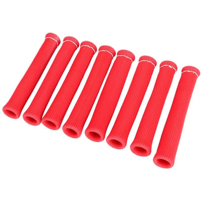 8 pièces Protecteur de bougie d'allumage 1600 degrés Rouge Fil Botte Couvercle Isolateur Pare-chaleur pour Voiture Camion red