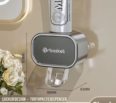 Tandpasta Dispenser Wandmontage – Automatische Tandpasta Houder – Zonder Boren – Badkamer Organizer – Gunmetal Grijs