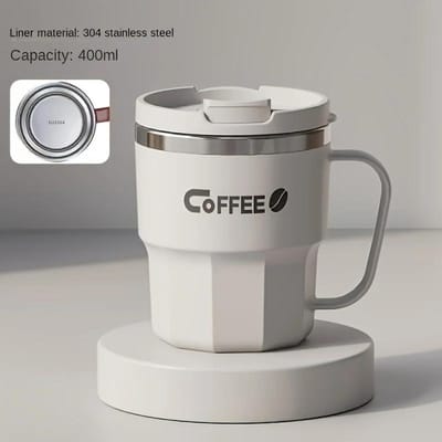 1 stuks 400 ml 304 roestvrijstalen koffiemok met deksel melkbeker dubbelwandig BPA-vrij morsbestendig voor warme koude dranken drinkgerei cadeau 400ml