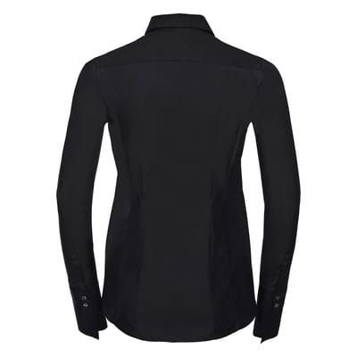 Russell Collection Dames/Dames Ultimate Stretch Slim Shirt met Lange Mouwen (Zwart)