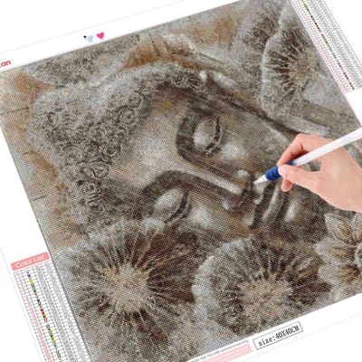 5D Diamant Schilderij Volledige Ronde Boeddha Borduurwerk Religie Kruissteek 30x30CM gray