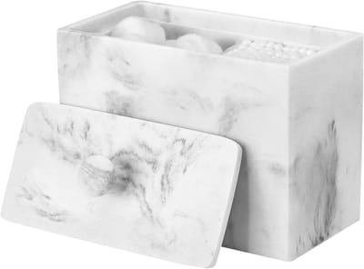 Vierkante Houten Houder voor Wattenstaafjes en Wattenbollen - Organiseer je Cosmetica en Make-up met deze Praktische Opbergdoos voor je Toilettafel