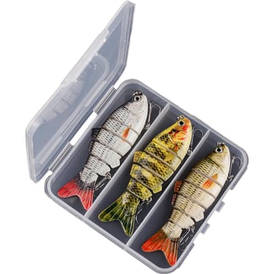 Vislokmiddelen voor forelbaars 6-segment hard body lokmiddelen met drievoudige haak swimbait Set E