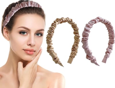 LIXIN Set 2 Stuks Dames Haarbanden - Satijn - Goud, Roze - Haarband volwassenen - Vrouwen - Dames - Tieners - Meiden - Dans - Yoga - Hardlopen -Sport - Haaraccessoires