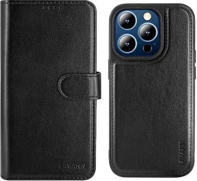 Telefoonhoesje Leer Book Case 2 in 1 Magnetic - Geschikt voor Samsung A35 / A55 - Zwart - Ruimte voor 3 pasjes