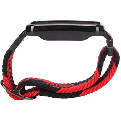 Bracelet de montre tressé en nylon stretch avec accessoire de boîtier pare-chocs protecteur compatible avec Mi Band 7 Pro Multicolore et Noir Red Black with Black Frame black