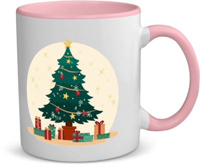 Akyol - kerst kerstboom koffiemok - theemok - roze - Kerstmis - kerst beker - winter - kerst - christmas - kerst cadeau - 350 ML inhoud