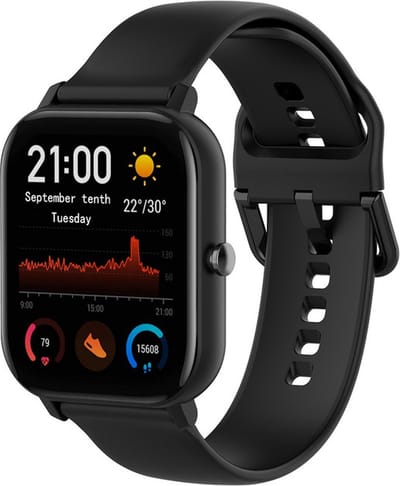 Siliconen bandje - geschikt voor Amazfit GTS / GTS 2(E) / GTS 2 Mini / GTS 3 / 4 (Mini) / Bip (S) / Bip U (Pro) / Bip Lite / Bip 3 (Pro) / GTR 42 mm / Pop (Pro) / Active (2) - zwart - maat S