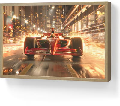 Nachtlampje 60x40 cm - Kinder lamp - Formule 1 - Auto - Race - Goud - Jongens - Tafellamp kinderkamer draadloos - Slaapkamer lampje - Bedlamp kinderen - Kinderlampje - Wandlamp babykamer - Nachtlampjes