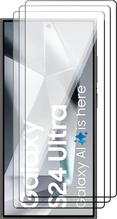Screenprotector geschikt voor Samsung Galaxy S24 Ultra - 3x Volledig Dekkend Glas Screen Protector