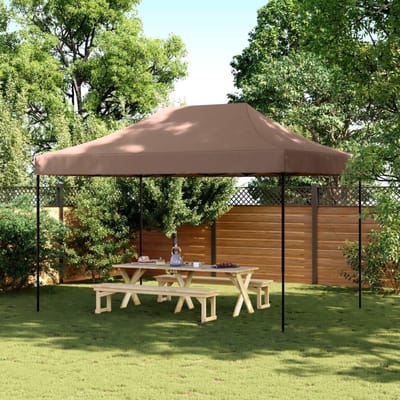 Opvouwbare Partytent - Pop-up Paviljoen - Buitenfeesten Organiseren - Snel Opzetbaar - 410 x 279 cm - Bruin