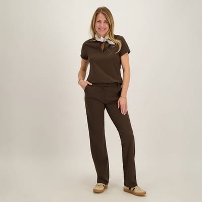 Je m'appelle Travelstof At Work Broek Straight fit Met stretch - Bruin - Maat XS