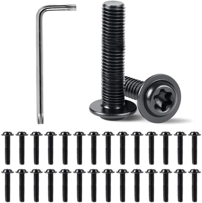 Set van 30 Torx M6 x 30mm Zwarte RVS Schroeven met Volledige Draad voor Meubels en Voertuigen