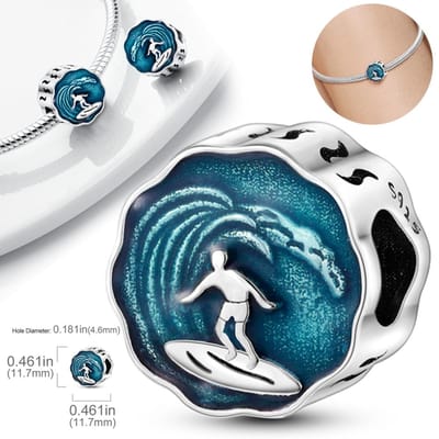 Authentieke Originele Bedel Kralen Componenten Koperen Metaal Verguld Creatieve Zomer Surfen Kralen Componenten Compatibel Met Armbanden Ontworpen Voor Vrouwen gray