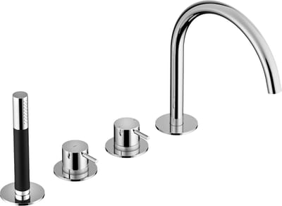 Hotbath Cobber CB173 badrandcombinatie met staafhanddouche, 2-weg omstel en draaibare uitloop chroom