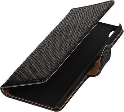 Zwart Slang booktype wallet cover - telefoonhoesje - smartphone hoesje - beschermhoes - book case - hoesje voor LG Joy