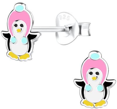 Joy|S - Zilveren pinguin oorbellen - 6 x 8 mm - kinderoorbellen - t79