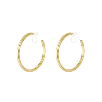 Classic Hoop Clip Oorbellen Sleek - Goud - Stainless steel - Oorbel - Geen gaatje nodig - Roestvrij staal (verkleurt niet) - Cadeau - Kerst Cadeau