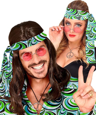 Hoofdband hippie blauw groen