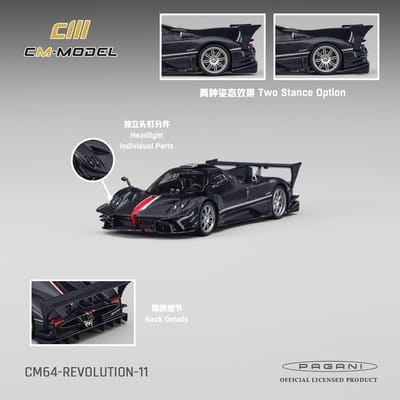 Pre Cm Model 1/64 Zonda Revolution Marine Koolstofvezel Italiaanse Superauto Diecast Legering Model Met Transparante Vitrine Miniature