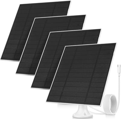 Zonnepanelen voor Camera's - Camera Opladers - Buiten Beveiligen - 360 Graden Verstelbaar - 4 stuks 5W - Zwart