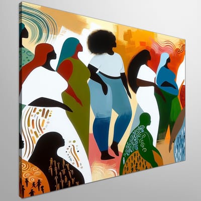 Acryl dikke dames schilderij | Kleurrijke curves: een expressief en vrolijk schilderij vol dikke dames | Kunst - 30x30 centimeter op Canvas | Foto op Canvas