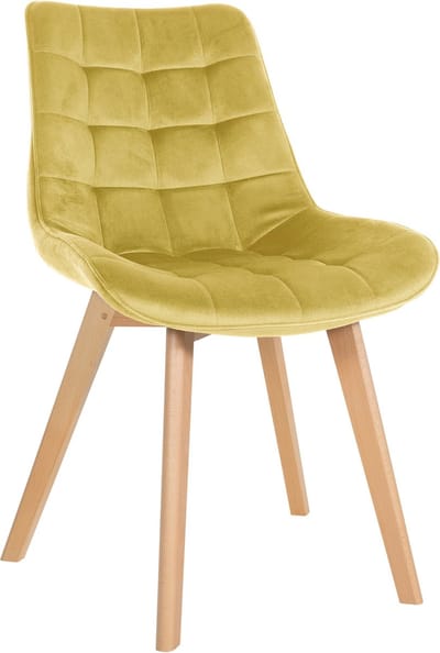 CLP Brook Eetkamerstoel - Hout frame - Fluweel - Velvet - geel