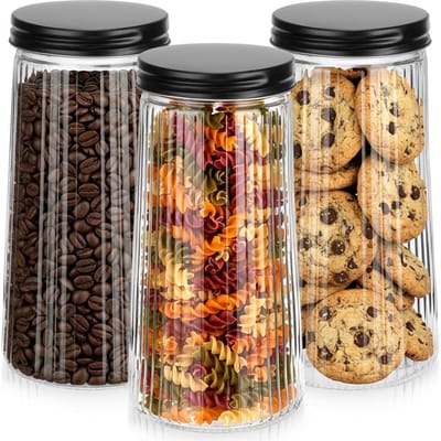 Voorraadpotten Glas met Deksel 1,4 l 3 stuks - Container voor Losse Producten - Keuken - Voedsel - Doos