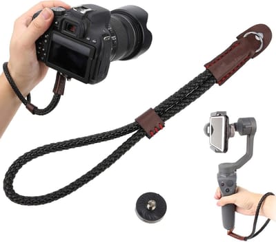 Polsband Camera - Camera Accessoire - Veilig Gebruik - Met 1/4 Inch Schroef - 23 cm Lengte - Zwart