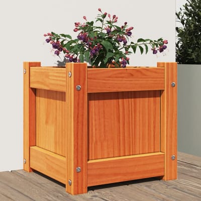 vidaXL - Plantenbak - 31x31x31 - cm - massief - grenenhout - wasbruin