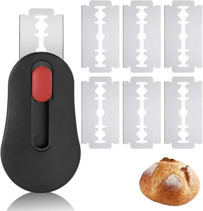 Professionele Broodmes voor zuurdesem, Scoring Tool voor Brooddeeg, RVS Deegmes met 6 Scheermesjes en Magnetische Lame, Ideaal voor Bakaccessoires en Broodbereiding