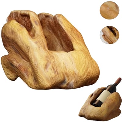 wijnrek - wijnrek hout - Wijnfleshouder - Vintage wijnflessenhouder van massief hout - voor bar woonkamer of keuken - Bureau-ornament - Decoratieve wijnfleshouder - Grappige wijnfleshouder