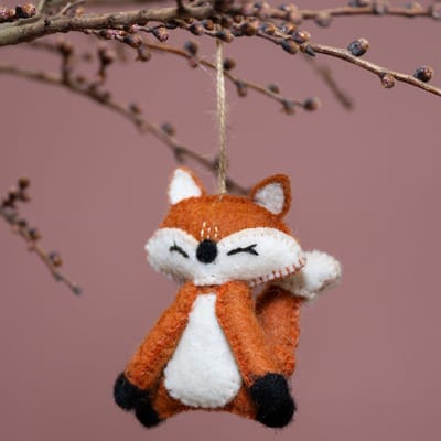 Hanger Vilt Fairtrade - Vos Oranjebruin&Wit - 10cm - Bosthema Homedeco