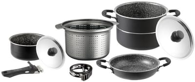 Brunner Pirate Camping Pannenset - Ø 20 - 9 Delig - Stapelbaar - Aluminium - PFOA vrij